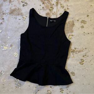 NWT Express Peplum Top With Lace Detail on Back Black XS Sleeveless Zip Back
